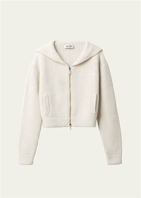 miu miu zip sweater|miumiu cashmere cardigan.